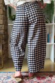 Bibi Gingham Barrel Leg Pant Navy