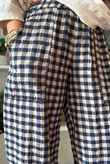 Bibi Gingham Barrel Leg Pant Navy