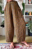 Bibi Gingham Barrel Leg Pant Ochre