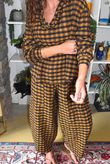 Bibi Gingham Barrel Leg Pant Ochre