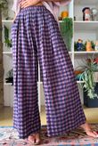 Bibi Gingham Wide Leg Pant Aubergine