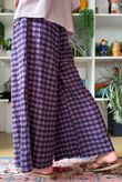 Bibi Gingham Wide Leg Pant Aubergine