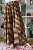 Bibi Gingham Wide Leg Pant Ochre