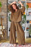 Bibi Gingham Wide Leg Pant Ochre
