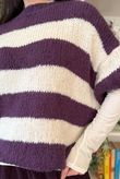 Big Softie Block Stripe Cap Sleeve Knit Fig & Ecru