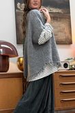 Big Softie Fringe Trapeze Knit Slate /13 =