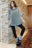 Big Softie Fringe Trapeze Knit Slate /13 =