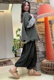Big Softie Fringe Trapeze Knit Soft Khaki /11 =