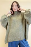 Big Softie Funnel Grunge Knit Soft Khaki /6