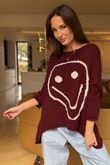 Big Softie Keep Smiling Knit Jumper Burgundy