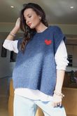 Big Softie Love Heart Knit Tank Dark Denim /16 =