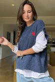 Big Softie Love Heart Knit Tank Dark Denim /16 =