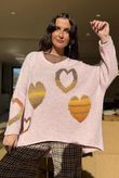 Big Softie Ombre Heart Slouch Knit Jumper Ballet