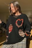 Big Softie Ombre Heart Slouch Knit Jumper Black
