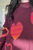  Big Softie Ombre Heart Slouch Knit Jumper Burgundy