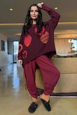  Big Softie Ombre Heart Slouch Knit Jumper Burgundy