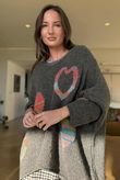 Big Softie Ombre Heart Slouch Knit Jumper Earth