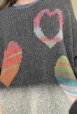 Big Softie Ombre Heart Slouch Knit Jumper Earth