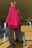 Big Softie Ombre Heart Slouch Knit Jumper Hot Pink