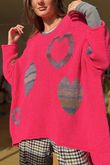 Big Softie Ombre Heart Slouch Knit Jumper Hot Pink