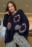 Big Softie Ombre Heart Slouch Knit Jumper Navy