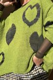 Big Softie Ombre Heart Slouch Knit Jumper Olive