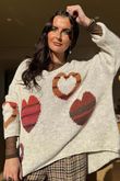 Big Softie Ombre Heart Slouch Knit Jumper Stone