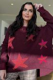 Big Softie Ombre Star Slouch Knit Jumper Burgundy