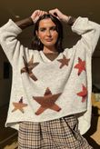 Big Softie Ombre Star Slouch Knit Jumper Stone