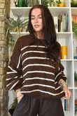 Big Softie Stripe Grunge Knit Chocolate & White