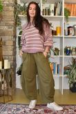 Big Softie Stripe Grunge Knit Dusky Rose & White