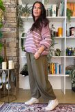 Big Softie Stripe Grunge Knit Dusky Rose & White