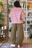 Big Softie Stripe Grunge Knit Dusky Rose & White