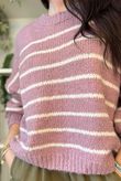 Big Softie Stripe Grunge Knit Dusky Rose & White