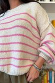 Big Softie Stripe Grunge Knit Ecru & Candy