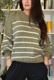 Big Softie Stripe Grunge Knit Khaki & White