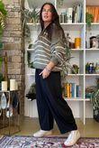 Big Softie Stripe Grunge Knit Khaki & White