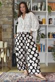 Bloc Spot Wide Barrel Pant Black & Stone