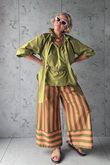 Bloc Stripe Wide Leg Pant Olive & Soft Terracotta