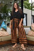 Bloc Stripe Wide Leg Pant Rust & Black