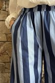 Bloc Striped Wide Leg Pant Navy & Denim