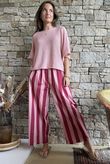 Bloc Striped Wide Leg Pant Raspberry & Rose