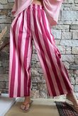 Bloc Striped Wide Leg Pant Raspberry & Rose