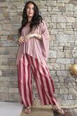 Bloc Striped Wide Leg Pant Raspberry & Rose