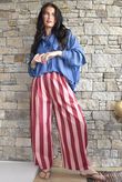Bloc Striped Wide Leg Pant Raspberry & Rose