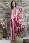 Bloc Striped Wide Leg Pant Raspberry & Rose
