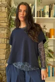 Bobby Mesh Layering Top Aliyah Leopard Navy