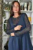 Bobby Mesh Layering Top Aliyah Leopard Navy