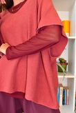 Bobby Mesh Layering Top Plain Burgundy 