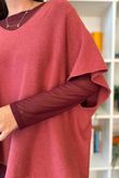 Bobby Mesh Layering Top Plain Burgundy 